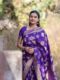 Purple Banarasi Jacquard Lichi Silk Saree with Elegant Floral Zari Weave