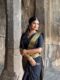Black Kanjivaram Jacquard Lichi Silk with Bold Zari Detailing and Temple Saree