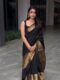 Black Kanjivaram Jacquard Lichi Silk Saree with Antique Zari Borders