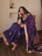 Royal Plum Purple Handwoven Kanjeevaram Jacquard Lichi Silk Saree with Traditional Motifs