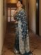 Navy Blue Handwoven Banarasi Jacquard Lichi Silk Saree with Antique Zari Work