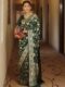 Deep Emerald Green Handwoven Banarasi Jacquard Lichi Silk Saree with Antique Zari Work