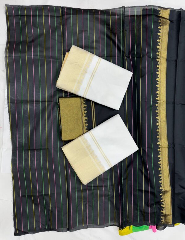 Cream Jacquard Soft Lichi Silk Leaf Motifs Saree - Image 7