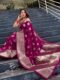 Maroon Banarasi Jacquard Lichi Silk Zari Work In Gold Thread Saree