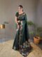 Botanic Charm – Deep Green Floral Jacquard Soft Silk Saree