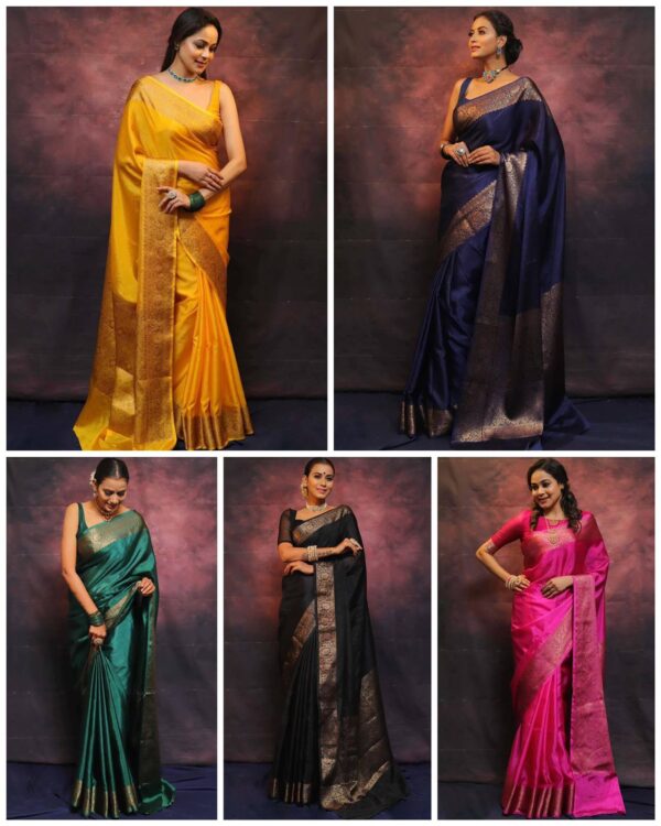 Radiant Rani Pink Kanjeevaram Lichi Silk Saree with Rich Zari Border – A Regal Choice for Festive Elegance - Image 6