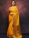 Radiant Yellow Kanjeevaram Lichi Silk Saree with Rich Gold Zari Border – A Regal Choice for Grand Occasions