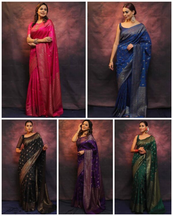 Vibrant Pink Banarasi Silk Saree with Gold Zari Weave – Classic Elegance for Weddings & Celebrations - Image 5