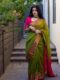 Elegant Olive Green and Pink Silk Saree – A Graceful Harmony of Earthy and Vibrant Tones