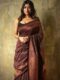 Mystic Deep Mocha Brown Soft Lichi Silk Saree with Intricate Copper Zari Work – Timeless Elegance