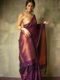 Mystic Wine Soft Lichi Silk Saree with Intricate Copper Zari Work – Timeless Elegance