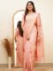 Elegant Soft Peach Soft Lichi Silk Saree with Subtle Woven Motifs and Matching Blouse – Perfect for Graceful Occasions