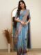 Elegant Steel Blue Soft Lichi Silk Saree with Subtle Woven Motifs and Matching Blouse – Perfect for Graceful Occasions