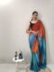 Rust Orange, Teal Blue, And Olive Green Shades Chiffon Viscose ombre design Ready To Wear Saree With Unstitched Blouse