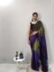 Olive Green, Violet, And Deep Purple Tones Chiffon Viscose ombre design Ready To Wear Saree With Unstitched Blouse
