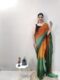 Mustard Yellow And Green Tones Chiffon Viscose ombre design Ready To Wear Saree With Unstitched Blouse