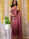 Mauve-brown Tone And Silver-gray  Border Chiffon Redy To Wear Saree With Unstitched Blouse (Copy)