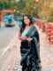 Soft Linen Black Colours Design Digital Print Ready To Wear Saree With Unstitched Blouse