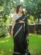Soft Linen Black Colours Digital Print Design  Ready To Wear Saree With Unstitched Blouse