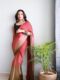 Brick Red, Taupe, And Olive Tones Chiffon Viscose ombre design Ready To Wear Saree With Unstitched Blouse