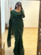 Green Elegant Design Georgette Ready To Wear Saree With Unstitched Blouse