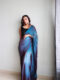 Maroon And Teal Blue Chiffon Viscose ombre design Ready To Wear Saree With Unstitched Blouse