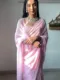 Pink Georgette Ready To Wear Saree With Designer Unstitched Blouse
