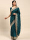 Teal-Green Chinon Party Wear Saree with Heavy Embroidery & Swarovski Stone Work