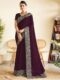 Wine Chinon Party Wear Saree with Heavy Embroidery & Swarovski Stone Work