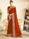 Red Chinon Party Wear Saree with Heavy Embroidery & Swarovski Stone Work