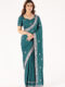 Teal Chinon Saree with Intricate Embroidery & Swarovski Work – Elegant Party & Festive Wear