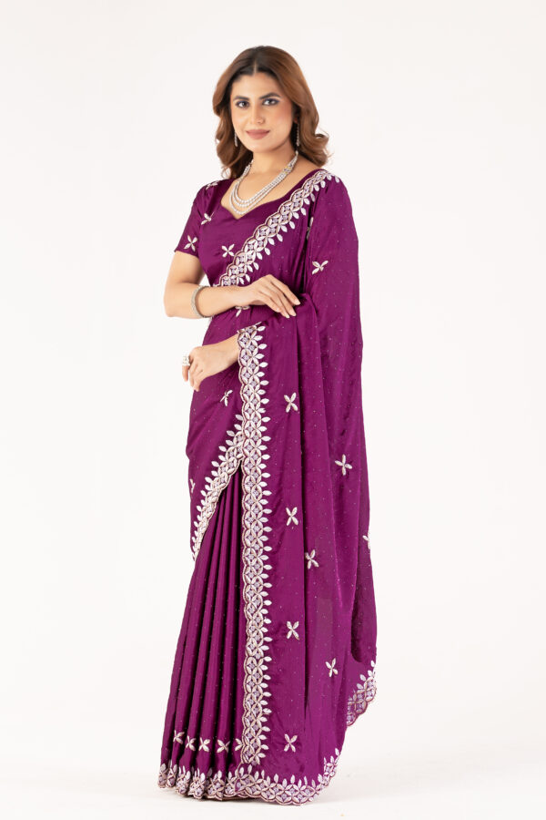 Wien Chinon Saree with Intricate Embroidery & Swarovski Work – Elegant Party & Festive Wear - Image 3