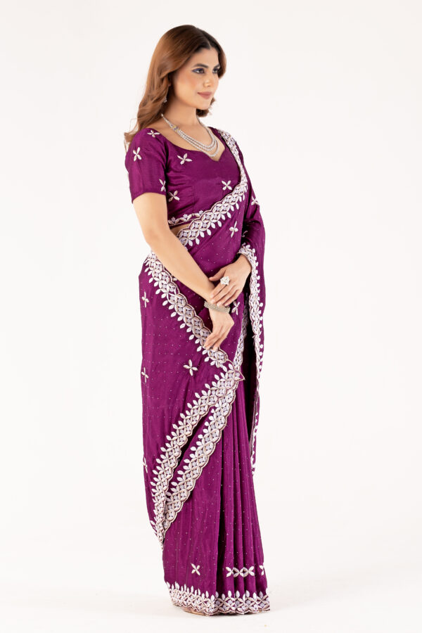 Wien Chinon Saree with Intricate Embroidery & Swarovski Work – Elegant Party & Festive Wear - Image 5