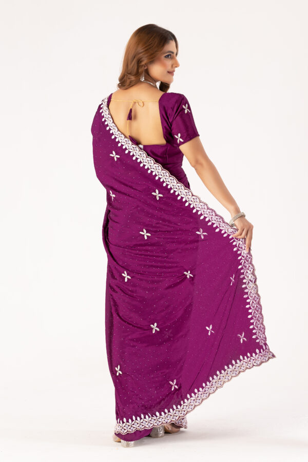 Wien Chinon Saree with Intricate Embroidery & Swarovski Work – Elegant Party & Festive Wear - Image 4
