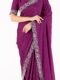 Wine Swarovski Stone Work Saree with Designer Lace Border – Elegant Party & Festive Wear