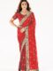 Elegant Red Embroidered Saree with Designer Border & Matching Blouse – Party & Festive Wear