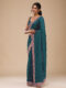 Teal Green Chinon Saree with Rose Gold Zari Embroidery – Elegant Party & Festive Wear