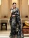 Black Banarasi Jacquard Lichi Silk Saree with Soft Gold Zari