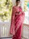 Pink  Banarasi Jacquard Lichi Silk Saree with Soft Gold Zari