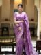 Lavender Banarasi Jacquard Lichi Silk Saree with Soft Gold Zari