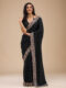 Black Chinon Saree with Rose Gold Zari Embroidery – Elegant Party & Festive Wear