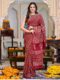 Ready-to-Wear Maroon Handblock Linen Saree