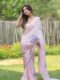 Blush Pink Georgette Ready-to-Wear Saree with White Unstitched Blouse