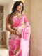 Blush Pink Floral Georgette Ready-to-Wear Saree with White Unstitched Blouse
