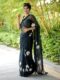 Elegant Black Floral Georgette Saree with Unstitched Blouse – Sheer Party Wear for Modern Evenings