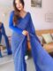 Elegant Ready-to-Wear Blue Bandhani Georgette Saree with Unstitched Blouse Piece