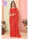 Vibrant Orange Bandhani Ready-to-Wear Georgette Saree with Unstitched Blouse Piece