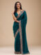 Teal Green Chinon Saree with Rose Gold Zari Embroidery – Elegant Party & Festive Wear
