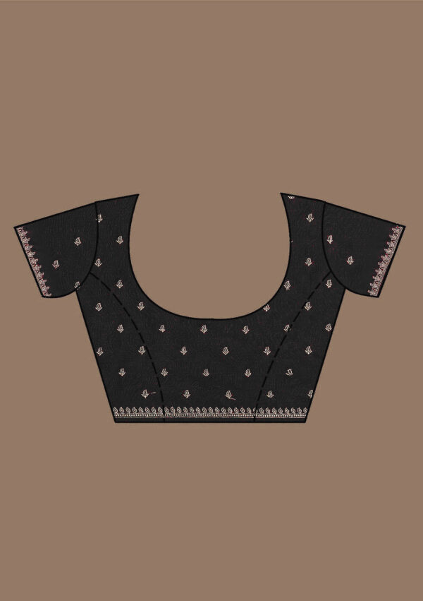 Graceful Black Chinon Saree with Rose Gold Zari Embroidery – Elegant Party & Festive Wear - Image 9